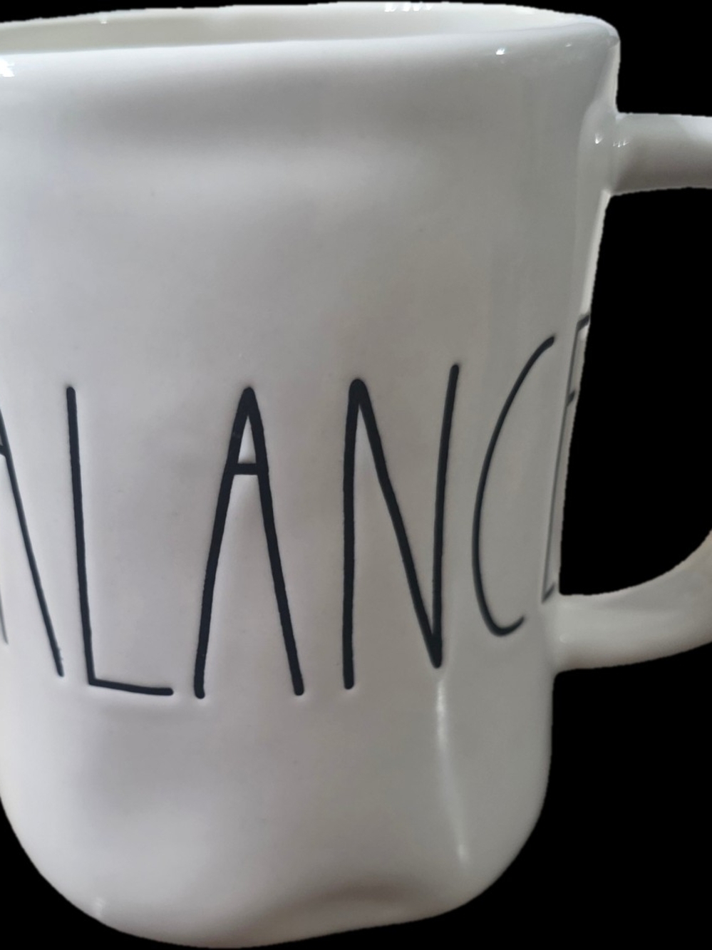 Rae Dunn White Ceramic Mug with Black 'Balance' Lettering